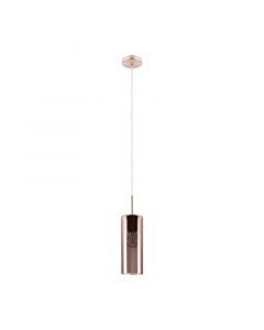 Koperen design hanglamp glas, Tino