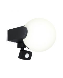 Zwarte moderne buitenlamp met bewegingssensor, Lydia, aluminium, met bewegingssensor