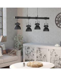 Zwarte industriële hanglamp aluminium, Liane