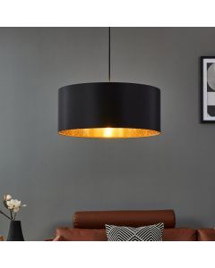 Zwarte moderne hanglamp stof, Kelsey