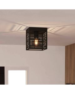 Zwarte industriële plafondlamp aluminium, Lennaert