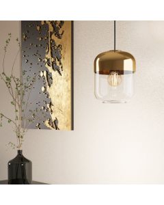 Gouden design hanglamp glas, Jeanny