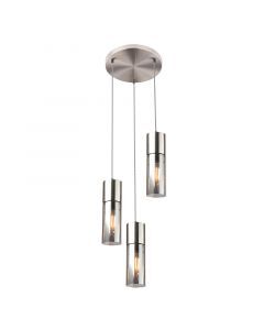 Design eettafel hanglamp Xena, nikkel, glas