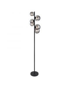 Design vloerlamp Melinda, zwart, rookglas