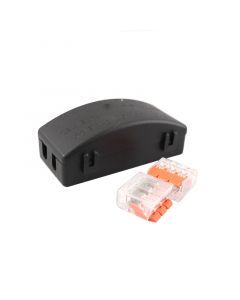 Zwarte kabelkoppeling IP20 maximaal 3 x 2,5mm