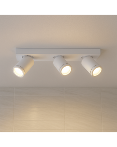 Witte badkamer plafondspot Kenan, 3L, IP44