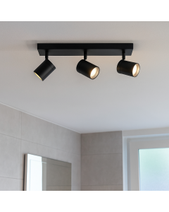 Zwarte plafondspot Ciara, aluminium, modern, IP44, 3L