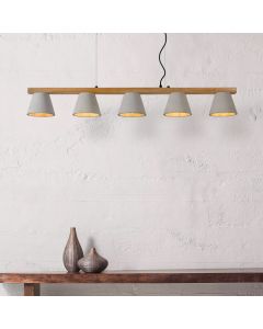 Grijze hanglamp Possio, Hout, Metaal