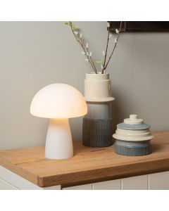 Witte tafellamp modern, Fungo, met schakelaar