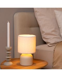 Beige tafellamp vintage, Woolly, met schakelaar