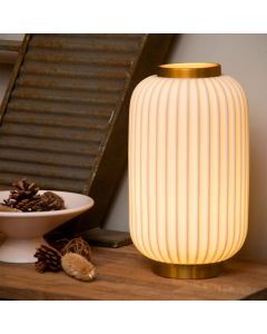 Witte tafellamp Gosse, steen