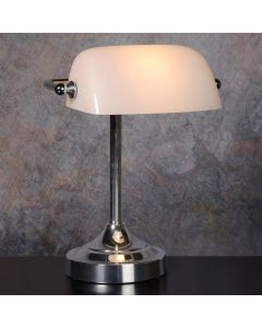 Witte bureaulamp klassiek, Banker, met schakelaar