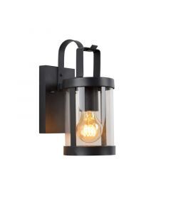Zwarte wandlamp Lindelo, Rond
