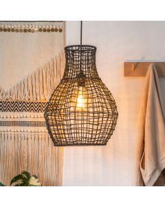 Zwarte hanglamp Alban, rotan