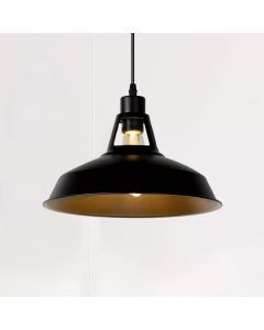 Industriele hanglamp Brassy, Zwart