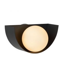 Zwarte retro wandlamp, Benni, glas