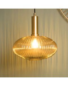 Amberkleurige hanglamp Maloto, glas