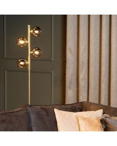 Retro vloerlamp Tycho, goud