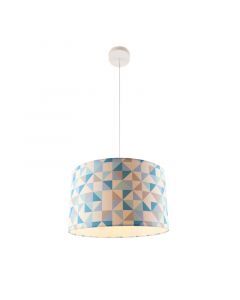 Ruitjesmotief hanglamp blauw, tienerkamer