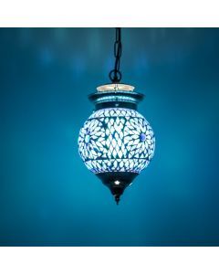 Blauwe oosterse hanglamp mozaïek, Nisrin