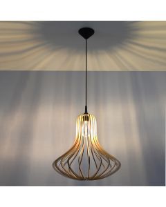Landelijke hanglamp Grada, bruin, hout