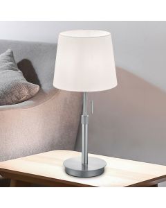 Nikkelen tafellamp klassiek, Niva, met trekschakelaar