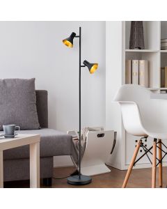 Zwarte vloerlamp industrieel, Verena, met schakelaar