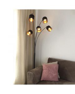 Zwarte vloerlamp modern, Koge, met schakelaar