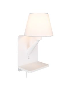 Witte wandlamp stof, Tahir, met schakelaar