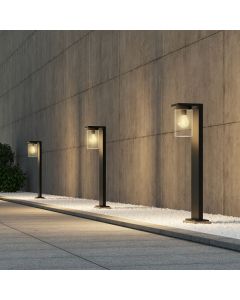 Zwarte staande buitenlamp met schemersensor modern, Yves, IP44