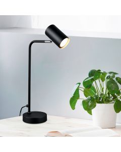 Zwarte tafellamp modern, Kaso, met schakelaar