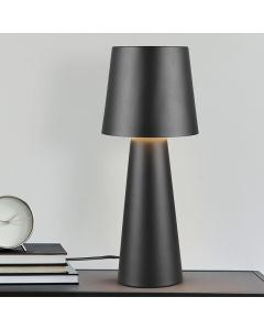 Zwarte tafellamp modern, Lillyam, met schakelaar