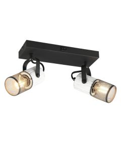 Zwarte wandspot vintage, Marjet, met schakelaar