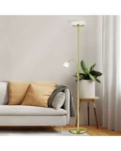 Messing staande leeslamp Larry, metaal, modern