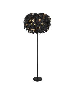 Zwarte vloerlamp retro, Urwa, met schakelaar