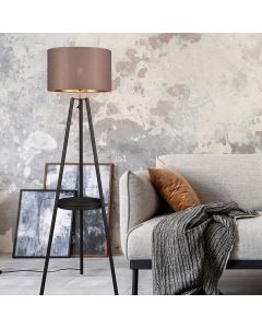 Taupe driepoot vloerlamp modern, Wendel, met schakelaar