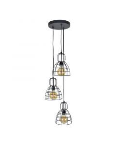 Industriële hanglamp Dexter, zwart, rond