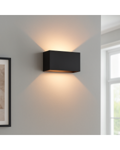 Moderne up down wandlamp Rodigo, zwart, aluminium