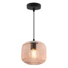 Roze hanglamp Charlois, glas, retro