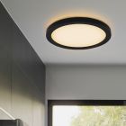 Zwarte badkamer plafondlamp Shivani, rond, IP44, 15W, 3000K LED