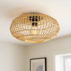 Rotan plafonnière Emilio, bruin, landelijk