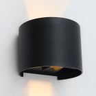 Zwarte up-down wandlamp Dion, 6w, warm wit, rond, IP65
