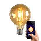 Olucia Smart LED lamp E27 George, amber, G95, 5W, dim to warm