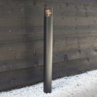 Zwarte staande buitenlamp Sanel, Smoke glas, 90cm