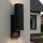 Zwarte buitenlamp, schemersensor Pedro, roestvrij staal (rvs)