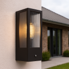 Moderne buiten wandlamp met schemersensor zwart, Senne, IP44
