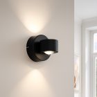 Moderne up down wandlamp zwart, Izzet, 6W, 3000K LED