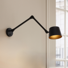 Moderne wandlamp zwart, Rinke, met schakelaar