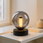 Moderne oplaadbare tafellamp zwart, Theo, 2W, 3000K LED, IP44, 3-staps dimbaar