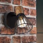 Moderne wandlamp Floor, Donkerkleurig Hout, Mat Zwart